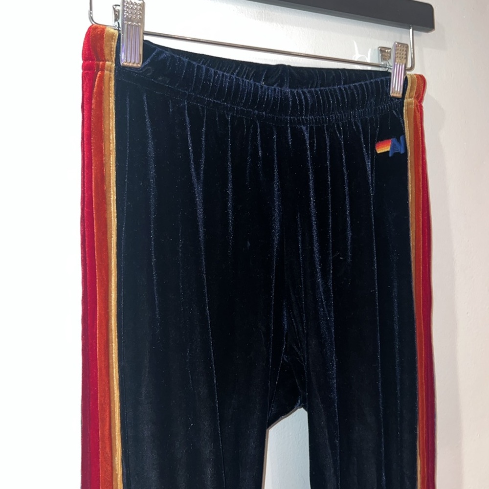 Aviator Nation Classic Velvet Sweat Pants in Navy Stripe - Picture 3 of 7